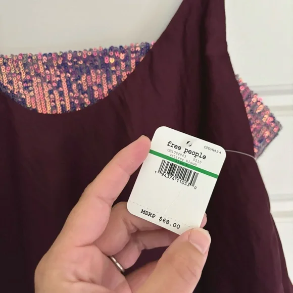 • NWT! [Free People] Sequined Layering Cami • - Picture 4 of 12